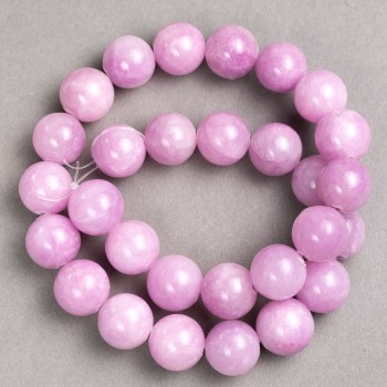 Kunzite Beads (imitation, acrylic) on transparent thread, smooth beads, diameter 14.5 mm, length 40 cm