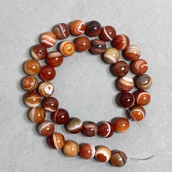 Beads on fishing line, natural agate, smooth spheres, 10 mm diameter, 40 cm length