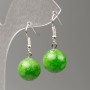 Earrings Chrysoprase (Acrylic Imitation), diameter 14 mm, length 35 mm