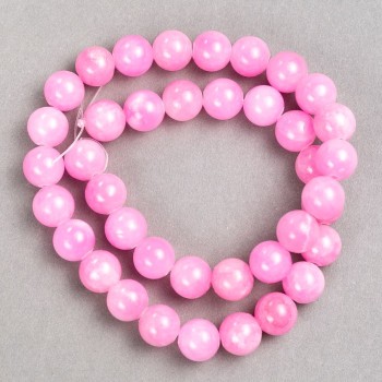 Sale! Beads on a thread, Strawberry Quartz (acrylic imitation), smooth spheres, diameter 10.5 mm, length 39 cm