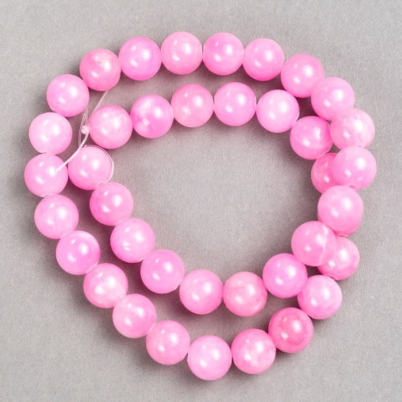 Sale! Beads on a thread, Strawberry Quartz (acrylic imitation), smooth spheres, diameter 10.5 mm, length 39 cm
