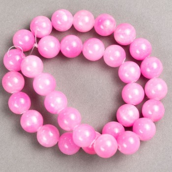 Discount! Strawberry Quartz Beads on Beading Thread (Acrylic Imitation) Smooth Ball, diameter 12.5 mm, length 39 cm