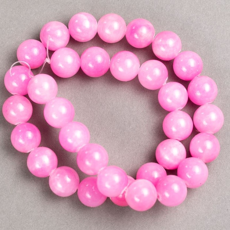 Discount! Strawberry Quartz Beads on Beading Thread (Acrylic Imitation) Smooth Ball, diameter 12.5 mm, length 39 cm