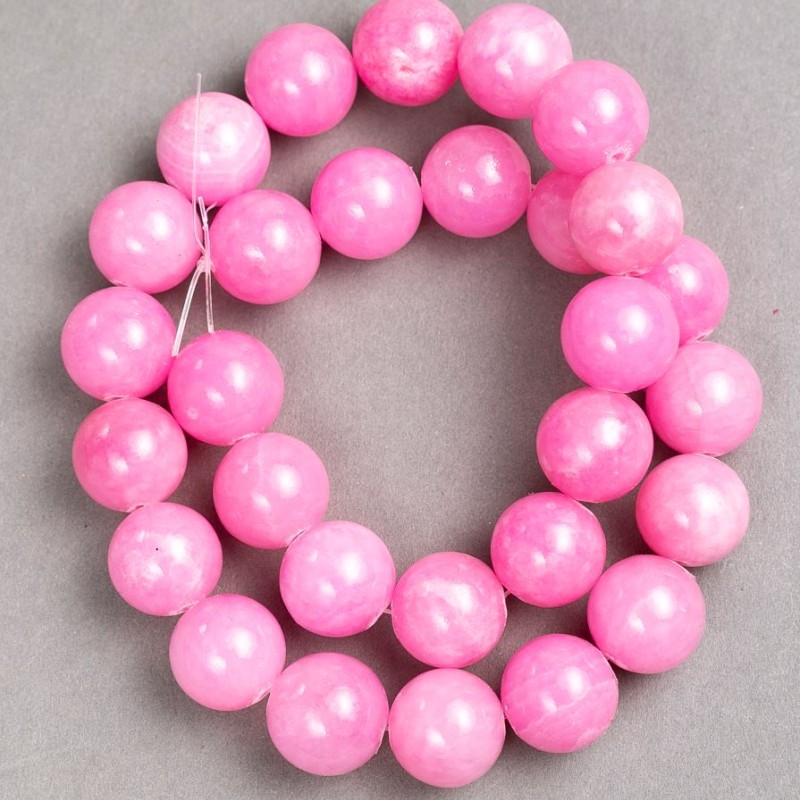 Discount! Strawberry Quartz beads on thread (acrylic imitation) smooth bead, diameter 14.5 mm, length 39 cm.