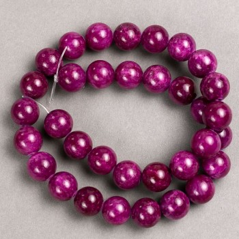 Sale! Beads on thread: Tinted Quartz (imitation acrylic) Raspberry smooth bead, diameter 12.5 mm, length 40 cm