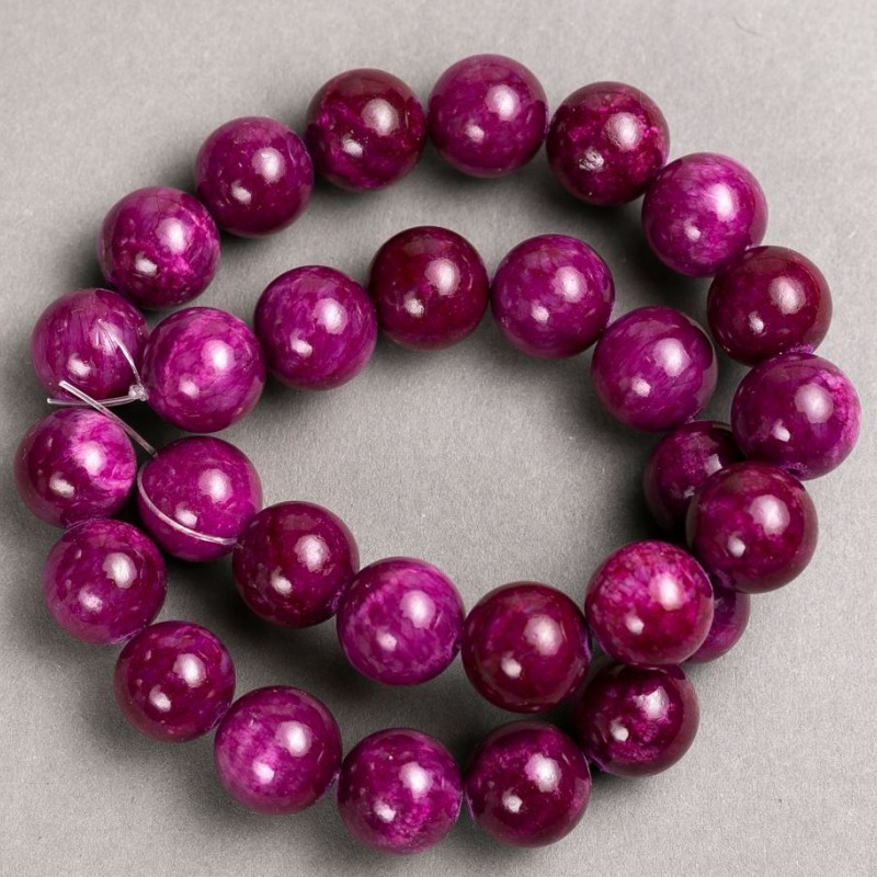 Discount! Beads on fishing line Toned Quartz (imitation acrylic) raspberry smooth bead, diameter 14.5 mm, length 40 cm +