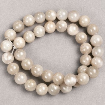 Discount! Beads on thread - Tinted Quartz (imitation acrylic) gray smooth bead, diameter 10.5 mm, length 39 cm