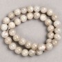 Beads on monofilament line - Gray acrylic beads with tinted-quartz imitation, smooth round, 10.5 mm diameter, 39 cm length