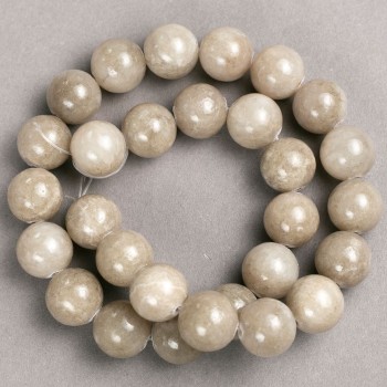 Sale! Beads on a beading thread: Gray tinted quartz imitation, smooth round beads, 14 mm diameter, 40 cm length ±