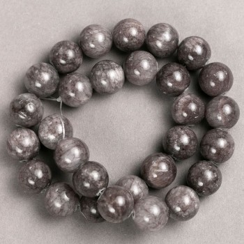 Discount! Beads on thread - Tinted Quartz (Acrylic Imitation) Dark Gray Smooth Bead, Diameter 14.5mm, Length 40cm +
