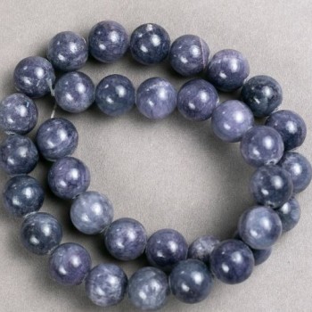 Discount! Amethyst Beads (Acrylic Imitation) on Thread, Smooth Round Bead, Diameter 12.5 mm +/-, Length 40 cm +