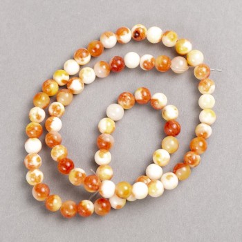 Discount! Beads white-rose 'Carnelian' (imitation acrylic) on a nylon line, smooth bead, diameter 6mm, length 40cm ±