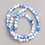 Discount! Blue-White Beads 'Sodalite' (Imitation Acrylic) on Thread, Smooth Bead, 6 mm Diameter +/-, Length 40 cm +/-