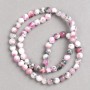 Discount! White gray-pink beads 'Rhodonite' (imitation acrylic) on a fishing line, smooth bead, diameter 6 mm ±, length 40 cm ±