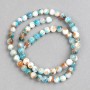 Beads white-blue-brown 'Agate' (Acrylic) on thread, smooth round bead, 6mm diameter ±, length 40cm ±