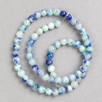 Discount! Blue-blue beads 'Agate' (imitation acrylic) on thread, smooth bead, diameter 6mm+-, length 40cm +