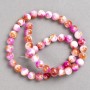 Sale! Raspberry-white-copper Agate beads (acrylic imitation) on a thread, smooth round beads, diameter 8 mm, length 40 cm