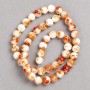 Discount! White semi-transparent reddish-brown 'Carnelian' (acrylic imitation) on beading thread, smooth bead, diameter 8mm, length 40cm
