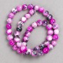 Discount! Raspberry-gray-white beads 'Agate' (imit. acrylic) on a cord, smooth bead, diameter 8mm ±, length 40 cm +