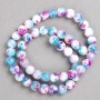 Discount! Pink-blue-white 'Agate' beads (acrylic imitation) on thread, smooth beads, diameter 8mm +-, length 40cm +