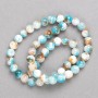Sale! White-Blue-Brown Agate Beads (imit. acrylic) on beading thread, smooth round beads, 8 mm diameter ±, length 40 cm +