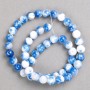 Discount! Blue-and-white beads 'Sodalite' (imitation acrylic) on thread, smooth beads, diameter 8 mm ±, length 40 cm +