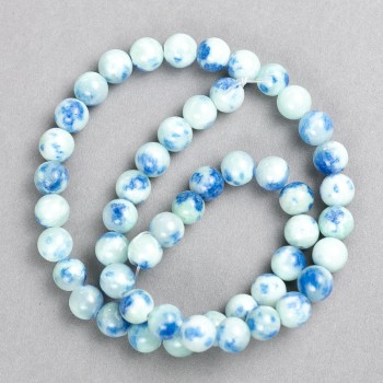 Discount! Agate beads blue-turquoise acrylic imitation on thread, smooth beads, 8 mm diameter, 40 cm length +