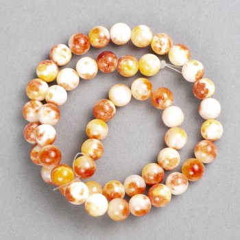 Discount! White-rosy 'Carnelian' acrylic beads on a thread, smooth round beads, diameter 8mm ±, length 40cm +