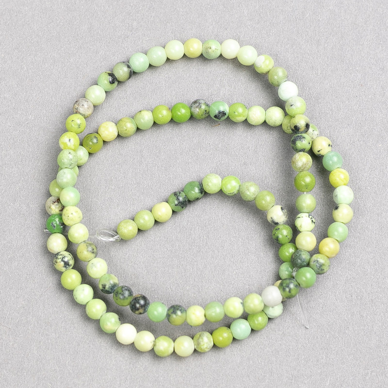 Beads 'Australian Jadeite' on fishing line, smooth round beads, diameter 4 mm, length 38 cm+