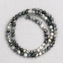 Gray Picasso Jasper beads (imitation acrylic) on thread, smooth round beads, 4 mm diameter, length approx. 38 cm
