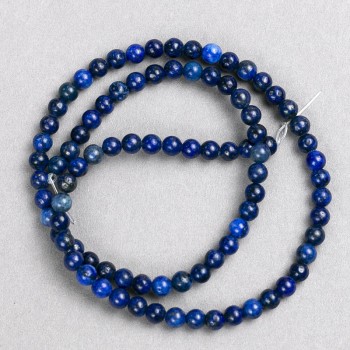 Lapis Lazuli Beads on Fishing Line, Smooth Round Beads, 4mm Diameter, 38cm Length+