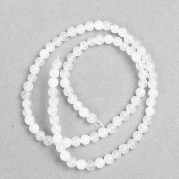 White Quartz Beads (imitation acrylic) on beading thread, smooth round beads, 4 mm diameter ±, 38 cm length ±