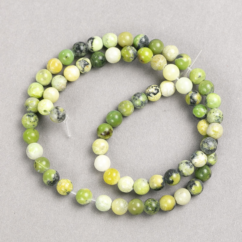 Australian Jadeite Beads (Acrylic Imitation) on a sturdy beading line, smooth round beads, 6mm diameter, 38cm length+