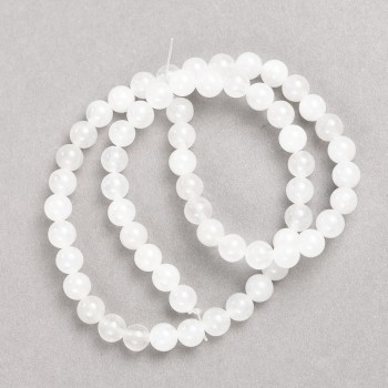 Beads White Quartz (imitation acrylic) on thread, smooth spheres, 6 mm diameter ±, length 38 cm ±