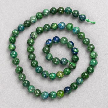Azurite Beads on Thread, Smooth Sphere, 6mm Diameter, 38cm Length+