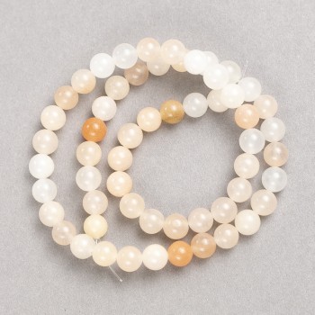 Selenite Beads (acrylic imitation) on thread, smooth ball, diameter 6.5 mm, length 38 cm