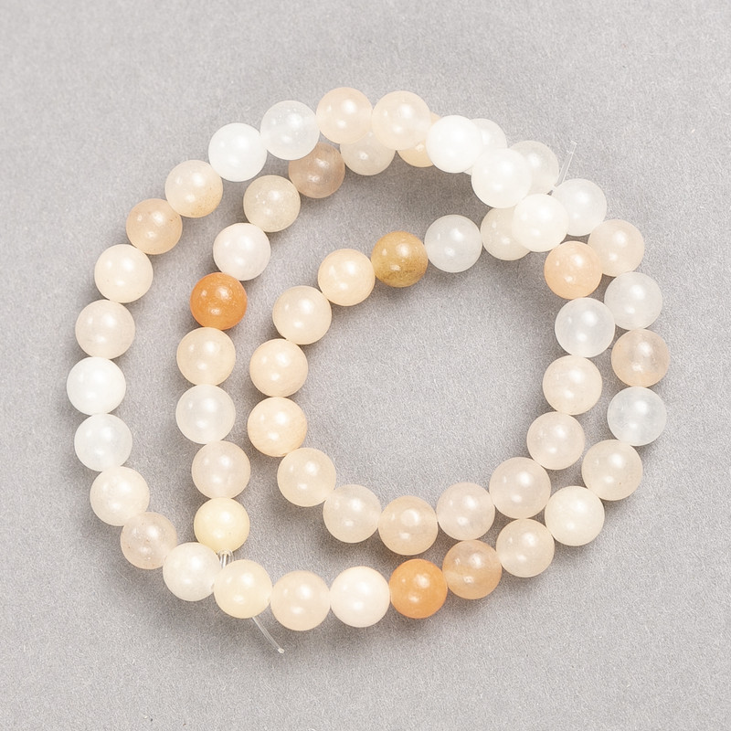 Selenite Beads (acrylic imitation) on thread, smooth ball, diameter 6.5 mm, length 38 cm