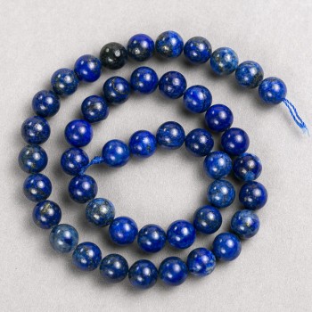 Lapis lazuli beads on string, smooth round beads, diameter 8mm, length 38cm+