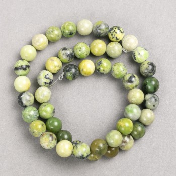 Beads 'Australian Jadeite' (imitation acrylic) on beading thread, smooth beads, diameter 8.5mm, length 38cm+