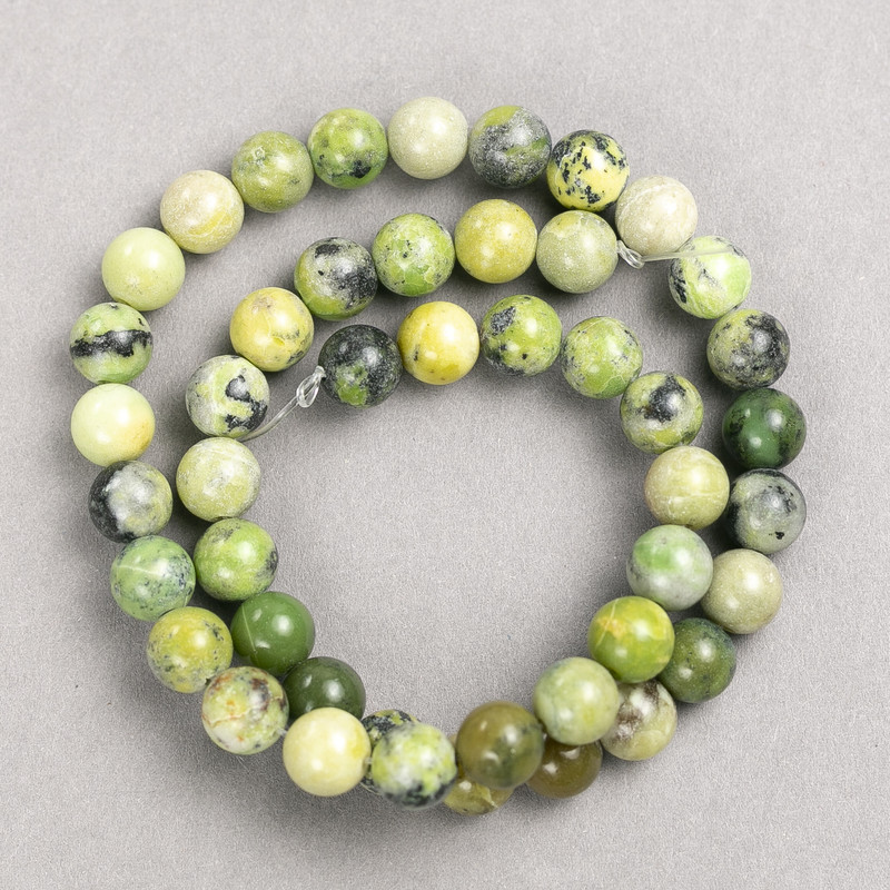 Beads 'Australian Jadeite' (imitation acrylic) on beading thread, smooth beads, diameter 8.5mm, length 38cm+