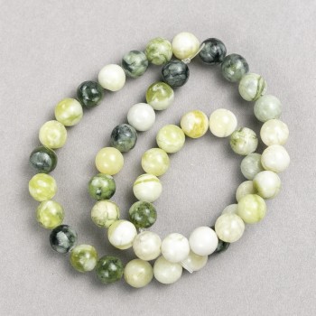 Ophite Beads (Acrylic Imitation) on Thread, Smooth Beads, Diameter 8.5 mm, Length 38 cm