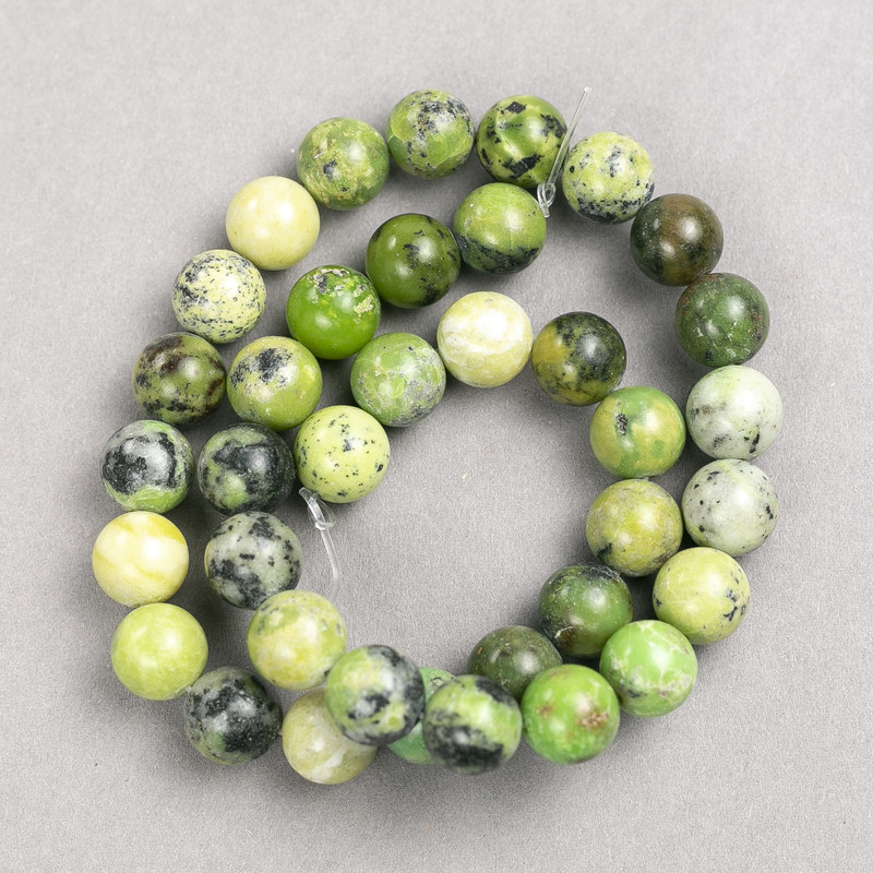 Australian Jadeite Beads (Acrylic Imitation) on Fishing Line, Smooth Beads, Diameter 10.5 mm, Length 38 cm+