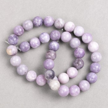 Lepidolite Beads (Imitation Acrylic) on Beading Thread, Smooth Spheres, Diameter 10.5 mm, Length 38 cm