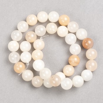 Selenite Beads (Acrylic Imitation) on Thread, Smooth Round Beads, 10 mm +/- Diameter, 38 cm +/- Length