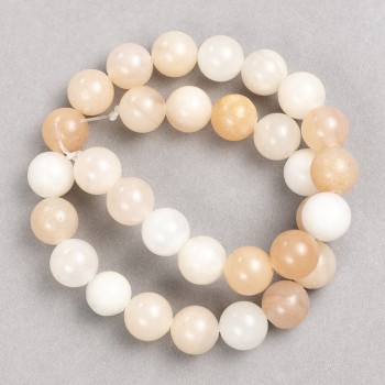 Selenite Beads (imitation acrylic) on a beading thread, smooth spheres, diameter 12 mm ±, length 38 cm ±
