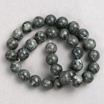 Black Labradorite beads (acrylic imitation) on thread, smooth round beads, diameter 12.5 mm ±, length 38 cm ±