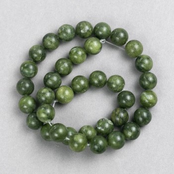 Jadeite beads (acrylic imitation) on beading thread, smooth round beads, diameter 10.5 mm, length 38 cm