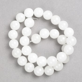 White Quartz Beads (imit. acrylic) on thread, smooth beads, diameter 12mm ±, length 38cm ±