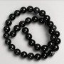 Beads on fishing line, natural stone: Black agate, smooth bead, diameter 10mm ±, length 37cm ±