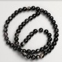 Beads on beading wire, Black agate, natural stone, smooth round beads, 6 mm diameter, 37 cm length +/-